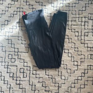 SPANX black leather leggings